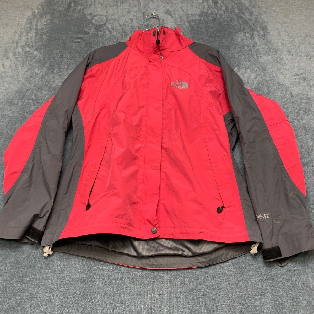 The North Face Summit Series Rain Jacket Womens Large Red Gray Hooded Mesh Lined